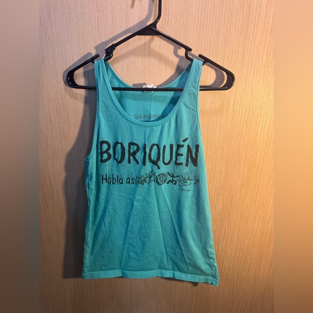 Women’s Bella Canvas Boriquen Turquoise Graphic Tank Top Size Small